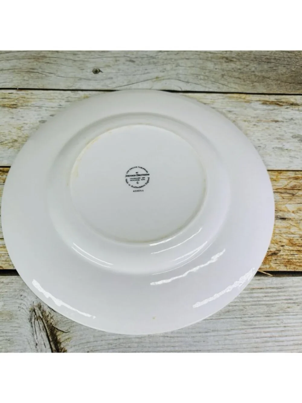 Johnson Brothers ATHENA White Ribbed Smooth England Ironstone Dinner Plate Set 4